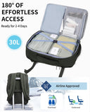 ECOHUB Carry On Travel Backpack, Expandable Airlines Personal Item Bag 18x14x8, Water Resistant 17 inch Laptop Backpack Flight Approved, 12 Pockets 30L Work Backpacks with Wet Pocket & Cable Slot