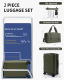 ECOHUB Hardside Expandable Carry On Luggage, 20" Rolling Luggage 22x14x9 Airline Approved with Spinner Wheels & TSA Lock, Lightweight Small Hardshell Travel Suitcase Valises, 20inch Carry - on Green