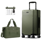 ECOHUB Hardside Expandable Carry On Luggage, 20" Rolling Luggage 22x14x9 Airline Approved with Spinner Wheels & TSA Lock, Lightweight Small Hardshell Travel Suitcase Valises, 20inch Carry - on Green