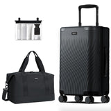 ECOHUB Hardside Expandable Carry On Luggage, 20" Rolling Luggage 22x14x9 Airline Approved with Spinner Wheels & TSA Lock, Lightweight Small Hardshell Travel Suitcase Valises, 20inch Carry - on Black