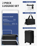 ECOHUB Hardside Expandable Carry On Luggage, 20" Rolling Luggage 22x14x9 Airline Approved with Spinner Wheels & TSA Lock, Lightweight Small Hardshell Travel Suitcase Valises, 20inch Carry - on Black