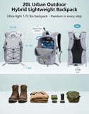 ECOHUB Small Hiking Backpack for Men Women, 20L Lightweight Travel Backpacks Water Resistant Camping Cycling Hiking Daypack