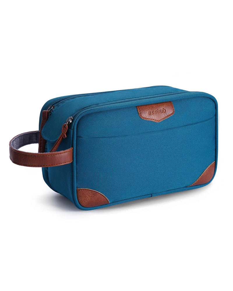 ECOHUB Toiletry Bag for Men, Travel Essentials Toiletries Bag, Water - Resistant Shaving Dopp Kit, Wide - Open Dual Zipper Cosmetic Makeup Organizer Bag Fit Full Size Toiletries, Blue Green