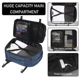 ECOHUB Travel Backpack 18x14x8 Spirit Airlines Personal Item Bag Carry On Backpack 13 Pockets Large Work Casual Daypack for men Airline Approved Waterproof Gym Backpack with Charging Port, Blue