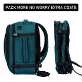 ECOHUB Travel Backpack 18x14x8 Spirit Airlines Personal Item Bag Carry On Backpack 13 Pockets Large Work Casual Daypack for men Airline Approved Waterproof Gym Backpack with Charging Port, Blue Green