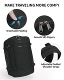 ECOHUB Travel Backpack for Men Women, Carry on Backpack with USB Charging Hole, Spirit Airlines Personal Item Bag Flight Approved, 15.6 Inch Laptop Backpack with Anti Theft Pockets, 30L, Black