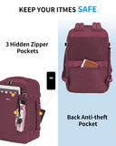 ECOHUB Travel Backpack for Women, Carry on Backpack with USB Charging Hole, Spirit Airlines Personal Item Bag Flight Approved, 15.6 Inch Laptop Backpack with Anti Theft Pockets, 30L, Red
