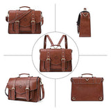 ECOSUSI Backpack for Women Briefcase Messenger Laptop Bag Vegan Leather Satchel Work Bags Fits 15.6 inch Laptops, Coffee
