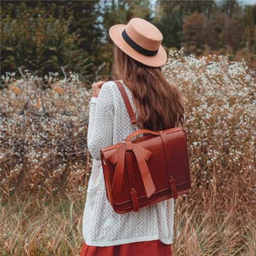 ECOSUSI Briefcase for Women Messenger Backpack PU Leather 14 inch Laptop Bag Satchel Computer Bag for College Business Travel