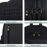 ECOSUSI Mini Backpack for Women Leather Small Backpack Purse for Ladies Cute Pom Bookbag Travel Shoulder Bag with Charm Tassel Black