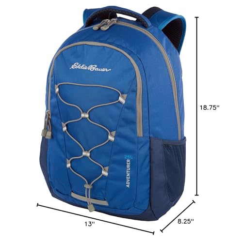 Eddie Bauer Adventurer Backpack with Organization Compartments and Hydration/Laptop Compatible Sleeve, Adventurer - True Blue, 25L