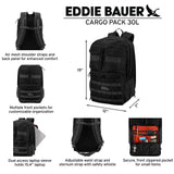 Eddie Bauer Cargo Tactical Backpack | Adventure | Heavy Duty | Outdoor | Water Resistant | 600D Polyester - Black