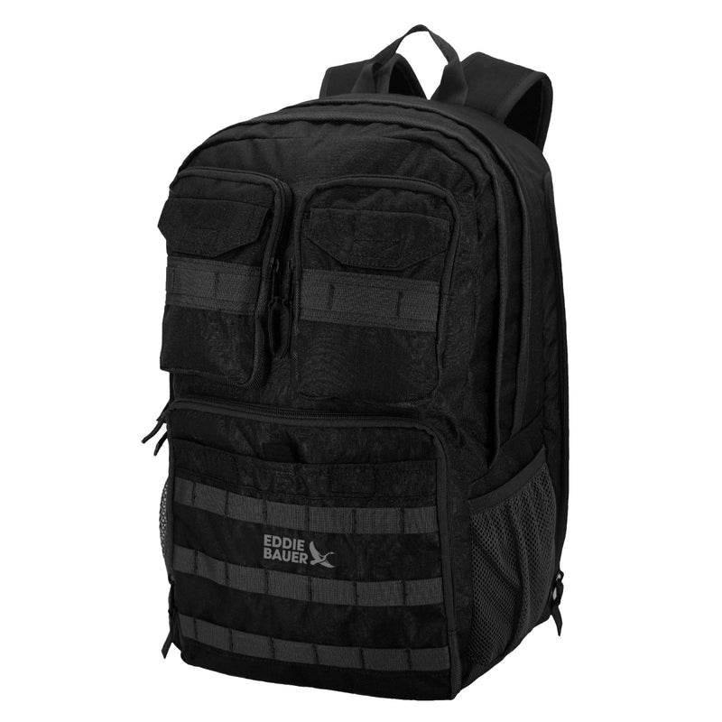Eddie Bauer Cargo Tactical Backpack | Adventure | Heavy Duty | Outdoor | Water Resistant | 600D Polyester - Black | Backpacks4Less