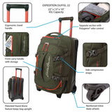 Eddie Bauer Expedition Rolling Duffel Bag with Wheels | Travel | Carry - On | Luggage | Rugged | Durable - Storm, 22"