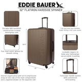 Eddie Bauer Flatiron Check - In 32" Luggage | Hardside | Spinner Wheels | Expandable | Lightweight | Travel Essentials - Dark Fatigue