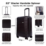 Eddie Bauer Glacier Hardside Spinner Durable PC/ABS Construction 2 - Piece Set Suitcase Luggage, Carbon
