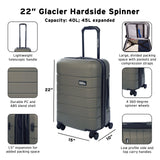 Eddie Bauer Glacier Hardside Spinner Durable PC/ABS Construction 2 - Piece Set Suitcase Luggage, Sprig