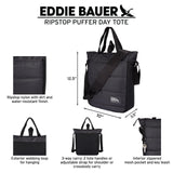 Eddie Bauer Ripstop Nylon Puffer Day Tote Bag, Everyday Carry Tote, Travel, Vacation - 7L, Carbon