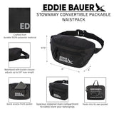 Eddie Bauer Stowaway Packable Waistpack | Sling | Fanny Pack | Travel | Foldable | Lightweight | Outdoor | 1L Ripstop Polyester - Maroon