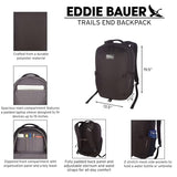 Eddie Bauer Trail Ends Backpack 28L | Laptop Sleeve | Everyday Carry | Travel | Work | Commuting | Stretch Side Pockets | Padded Shoulder Straps | Mesh Back - Brook
