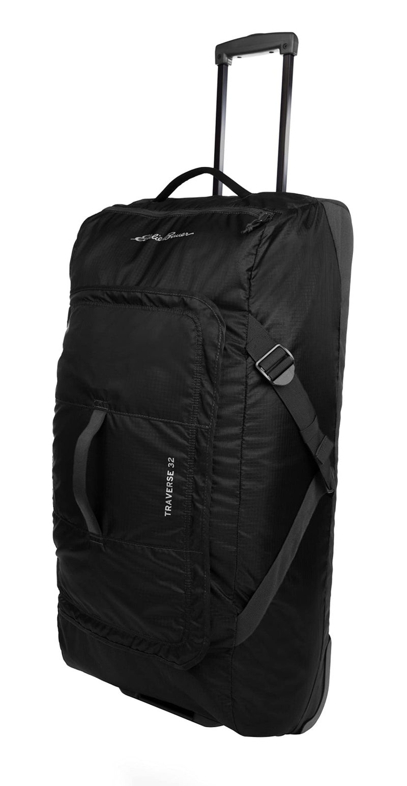 Eddie Bauer Traverse Luggage | Roller Wheels | Telescoping Handle | Travel | Vacation | Ripstop Nylon - Black, 31" | Backpacks4Less