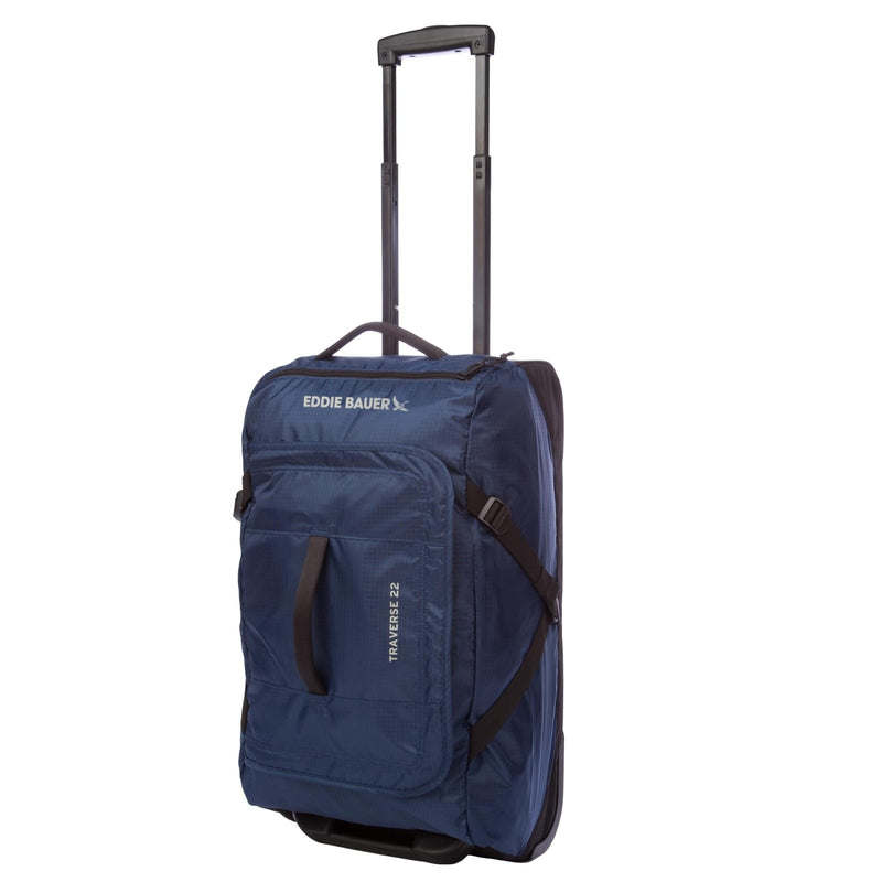 Eddie Bauer Traverse Luggage | Roller Wheels | Telescoping Handle | Travel | Vacation | Ripstop Nylon - Medium Indigo, 22" | Backpacks4Less