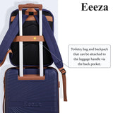 Eeeza Carry On Luggage Set 22x14x9 Airline Approved Luggage Sets 3 Piece,Suitcases with Wheels,ABS Hard Case Luggage with TSA Lock Spinner Wheels(20 Inch,BP/TB)