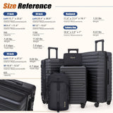 Eeeza Expandable Luggage Sets 21"/25"/30" 5 Piece Luggage Set,Suitcase Sets with ABS Hard Shell Lightweight TSA Lock and Detachable Double Spinner Wheels(Black,BP/TB)