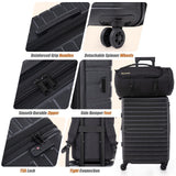 Eeeza Expandable Luggage Sets 21"/25"/30" 5 Piece Luggage Set,Suitcase Sets with ABS Hard Shell Lightweight TSA Lock and Detachable Double Spinner Wheels(Black,BP/TB)