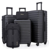 Eeeza Expandable Luggage Sets 21"/25"/30" 5 Piece Luggage Set,Suitcase Sets with ABS Hard Shell Lightweight TSA Lock and Detachable Double Spinner Wheels(Black,BP/TB)