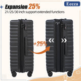 Eeeza Expandable Luggage Sets 21"/25"/30" 5 Piece Luggage Set,Suitcase Sets with ABS Hard Shell Lightweight TSA Lock and Detachable Double Spinner Wheels(Black,BP/TB)