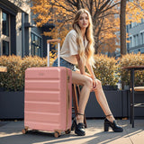 Eeeza Luggage Sets 5 Piece, Suitcases with Wheels,ABS Hard Case Luggage with TSA Lock Spinner Wheels,Carry On Luggage Set (Pink,20/24/28 Inch)