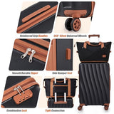 Eeeza Luggage Sets 6 Piece Suitcases with Wheels,ABS Hard Case Suitcases with Spinner Wheels,Durable Travel Luggage with Combination Lock (Black, 6 Piece Set 16"/20"/24"/28")