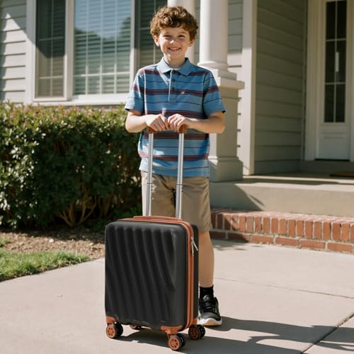 Eeeza Luggage Sets 6 Piece Suitcases with Wheels,ABS Hard Case Suitcases with Spinner Wheels,Durable Travel Luggage with Combination Lock (Black, 6 Piece Set 16"/20"/24"/28")