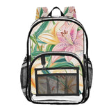 EFEWOI Lilies Blooming Clear Backpack for School Heavy Duty PVC Transparent Bookbag See Through Backpacks for Girls Boys School Stadium Events College