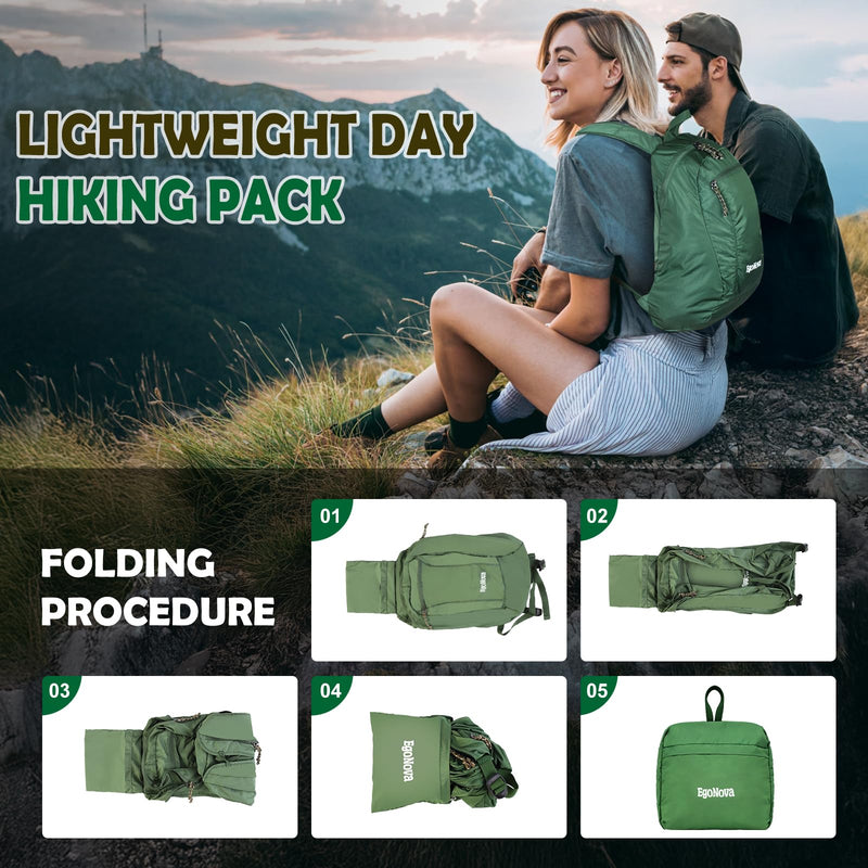 EgoNova 12L Ultralight & Thin Packable Daypack, Small Foldable Hiking Backpack Travel Bag, Water Resistant Day Pack for Men Women