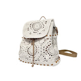 Eiyye Handmade Crochet Backpack for Women Premium Cotton Rope Boho Rucksack with Adjustable Straps Lightweight Woven Shoulder Backpack for Travel Beach & Everyday Casual