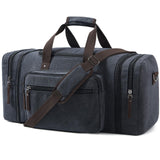 EKOROMIER Canvas Expandable Duffle Bag for Men Traveling, Luggage Travel Bag Weekender Overnight Bag,Mens Gym Carry on Duffel Bags（Dark Grey）