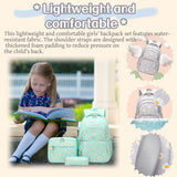 EKUIZAI 3Pcs Daisy Prints Backpack for Girls Bookbag set Primary School Daypack Elementary Students Knapsack with Lunch Box