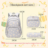 EKUIZAI 3Pcs Daisy Prints Backpack for Girls Bookbag set Primary School Daypack Elementary Students Knapsack with Lunch Box