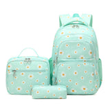 EKUIZAI 3Pcs Daisy Prints Backpack for Girls Bookbag set Primary School Daypack Elementary Students Knapsack with Lunch Box