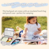 EKUIZAI 3Pcs Daisy Prints Backpack for Girls Bookbag set Primary School Daypack Elementary Students Knapsack with Lunch Box
