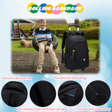 EKUIZAI Solid Color Trolley Backpack Schoolbag for Middle School Students Elementary Rolling Bag Daypack for Teen Boys