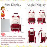 EKUIZAI Trolley Rolling Backpack for Girls Kids Middle School Bags with Wheels Rolling School Bags for Teen Girls Boys, Brown