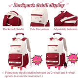 EKUIZAI Trolley Rolling Backpack for Girls Kids Middle School Bags with Wheels Rolling School Bags for Teen Girls Boys, Brown