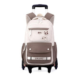 EKUIZAI Trolley Rolling Backpack for Girls Kids Middle School Bags with Wheels Rolling School Bags for Teen Girls Boys, Brown