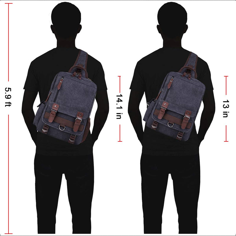 El - fmly Canvas Message Sling Bag Outdoor Cross Body Bag Messenger Shoulder 13 inch Laptop Bag (Coffee)