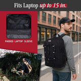 Element Backpack, Durable Travel and Skate Bag, Multiple Compartments, Adjustable Straps, Bungee Cord System, Unisex, Black