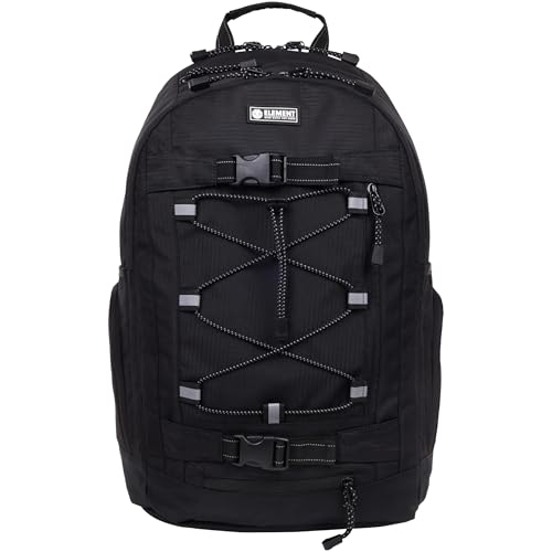 Element Backpack, Durable Travel and Skate Bag, Multiple Compartments, Adjustable Straps, Bungee Cord System, Unisex, Black | Backpacks4Less