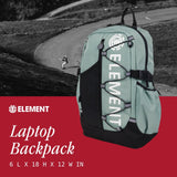 Element Backpack, Vertical Logo Skate Pack, Multi - Compartment Storage, Reflective Bungee Cord, Sage